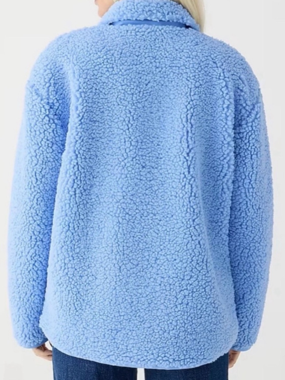 JC | NWT Soft Fountain Blue Teddy Coat Pockets Button Front Vegan Sherpa Jacket - Picture 3 of 15